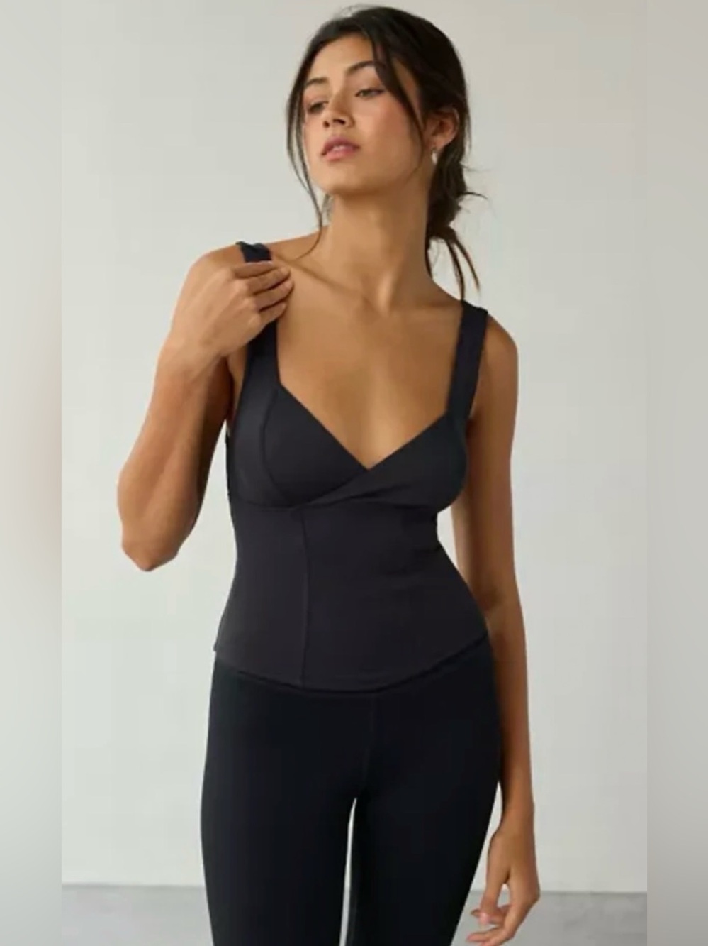 Urban Outfitters Black Out From Under FuseForm Seamed Plunge Tank Top